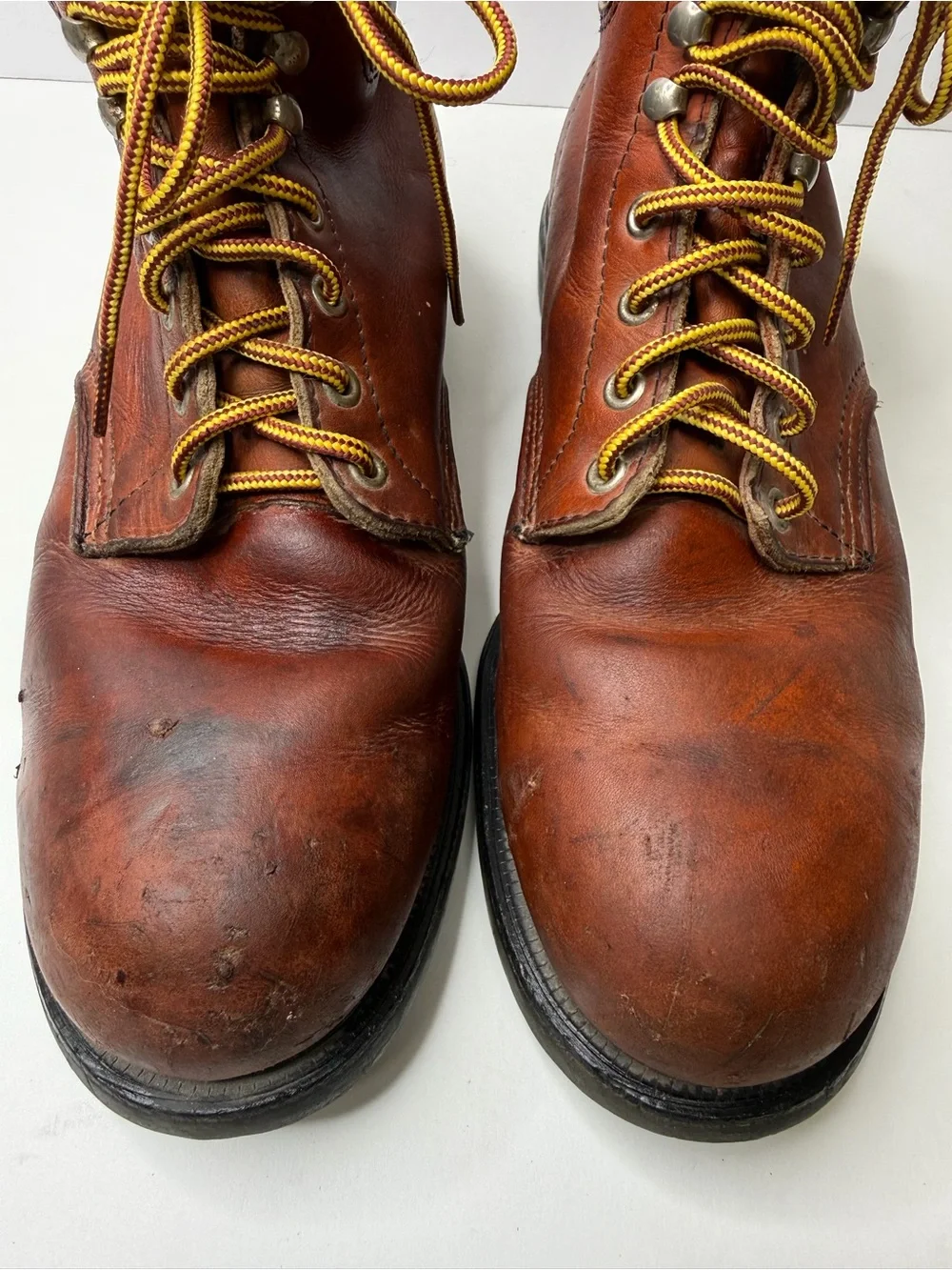 VTG 80’s Red Wing Mens Brown Leather Work Boots Size 10.5 Steel Toe Made in USA